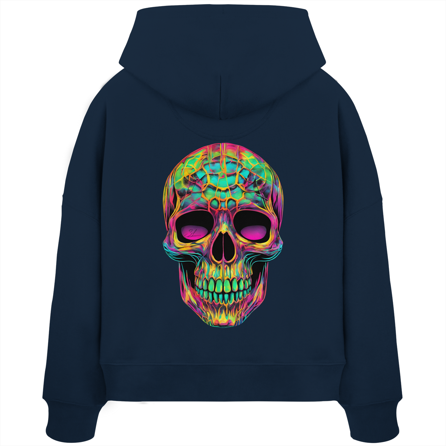 Psychedelic Skull - Womens Organic Boxcut Hoodie