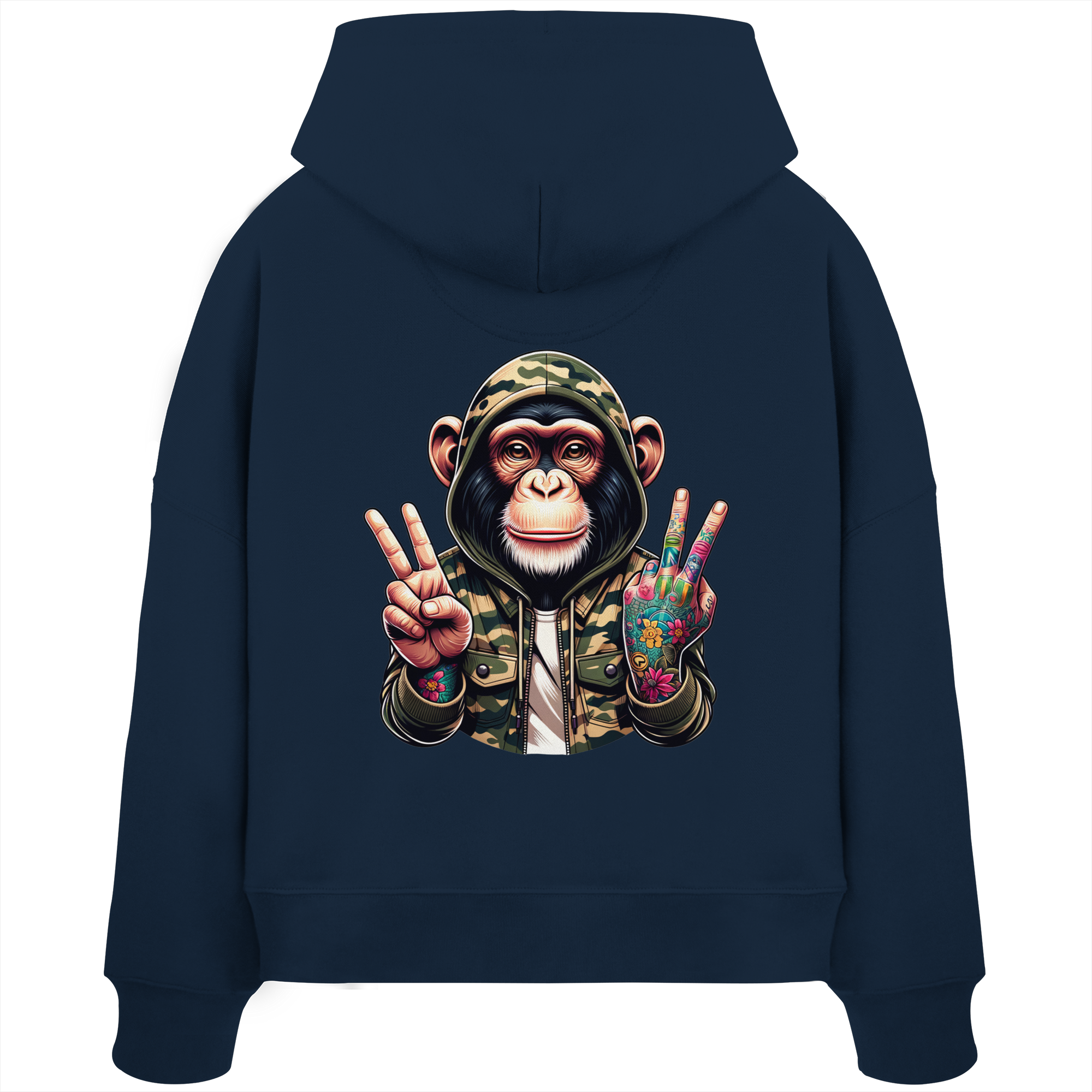 Jungle Ink Monkey - Womens Organic Boxcut Hoodie