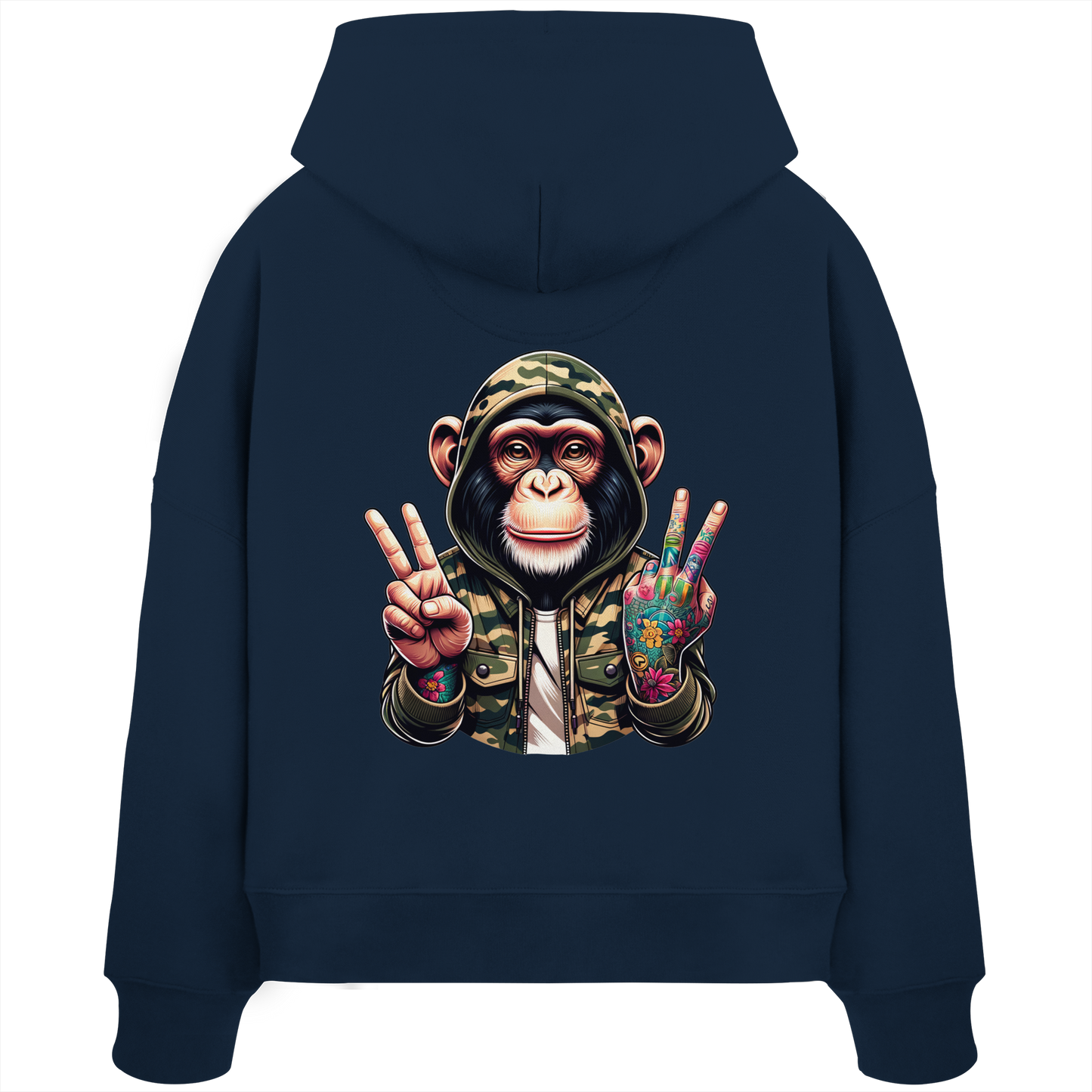 Jungle Ink Monkey - Womens Organic Boxcut Hoodie