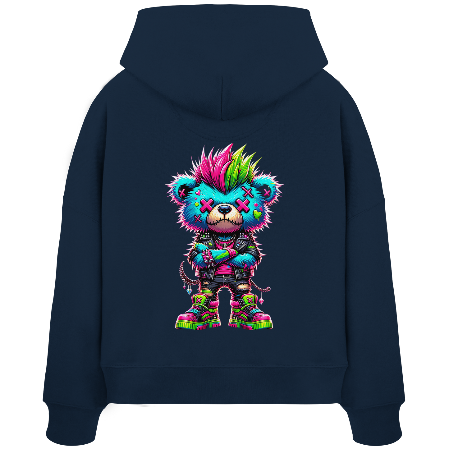 Punk Neon Teddy - Womens Organic Boxcut Hoodie