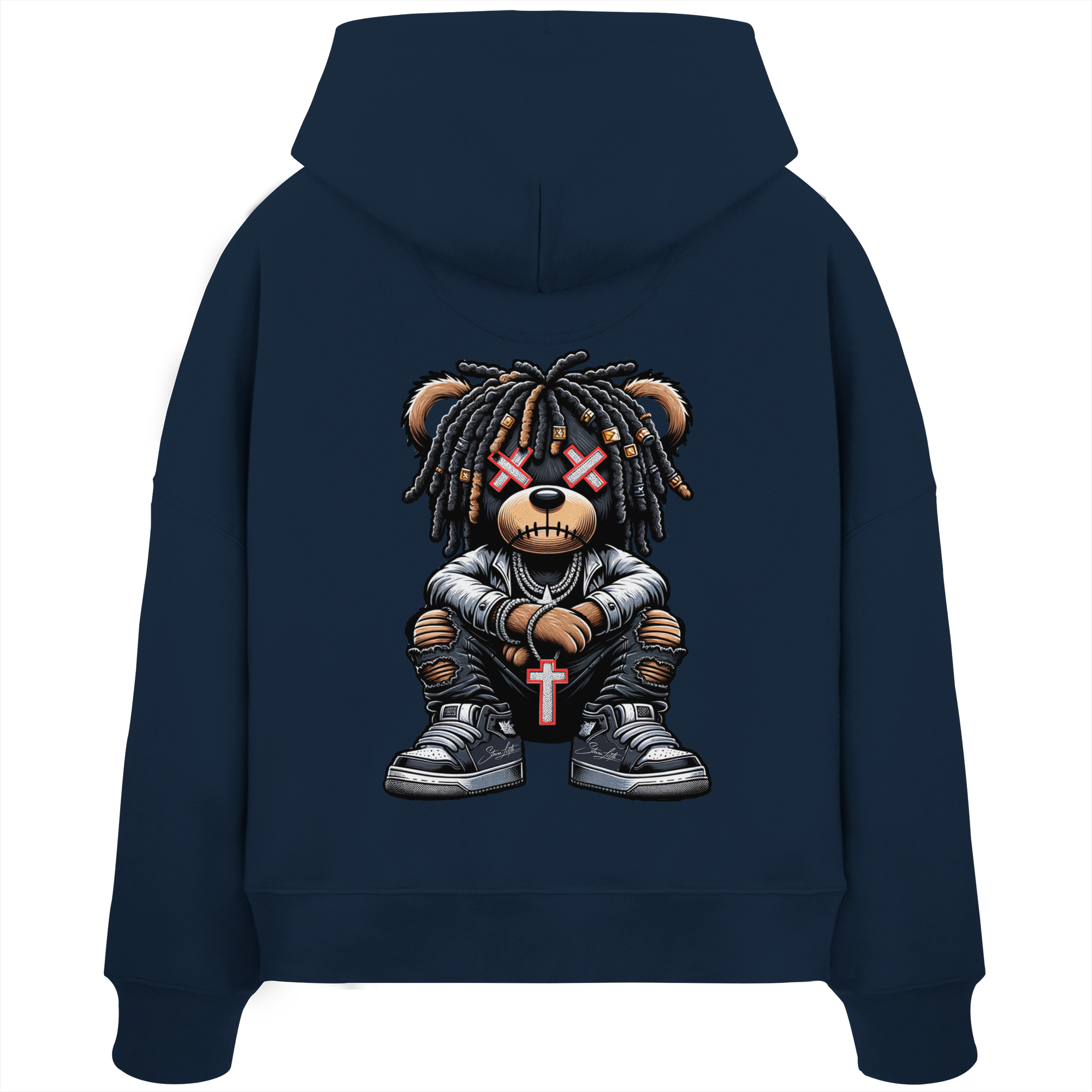 Bad Ass Teddy - Womens Organic Boxcut Hoodie