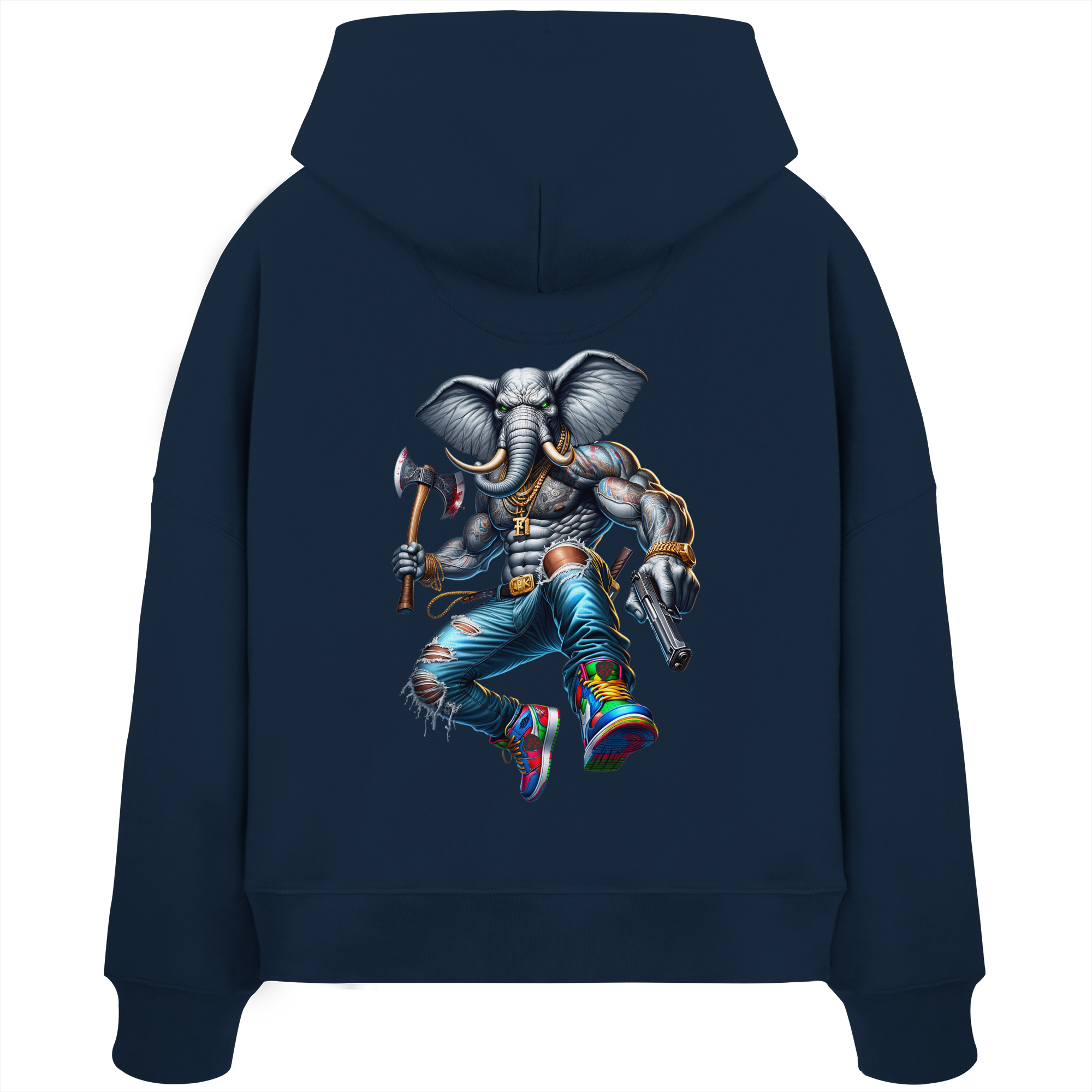 Elephant Warrior - Womens Organic Boxcut Hoodie