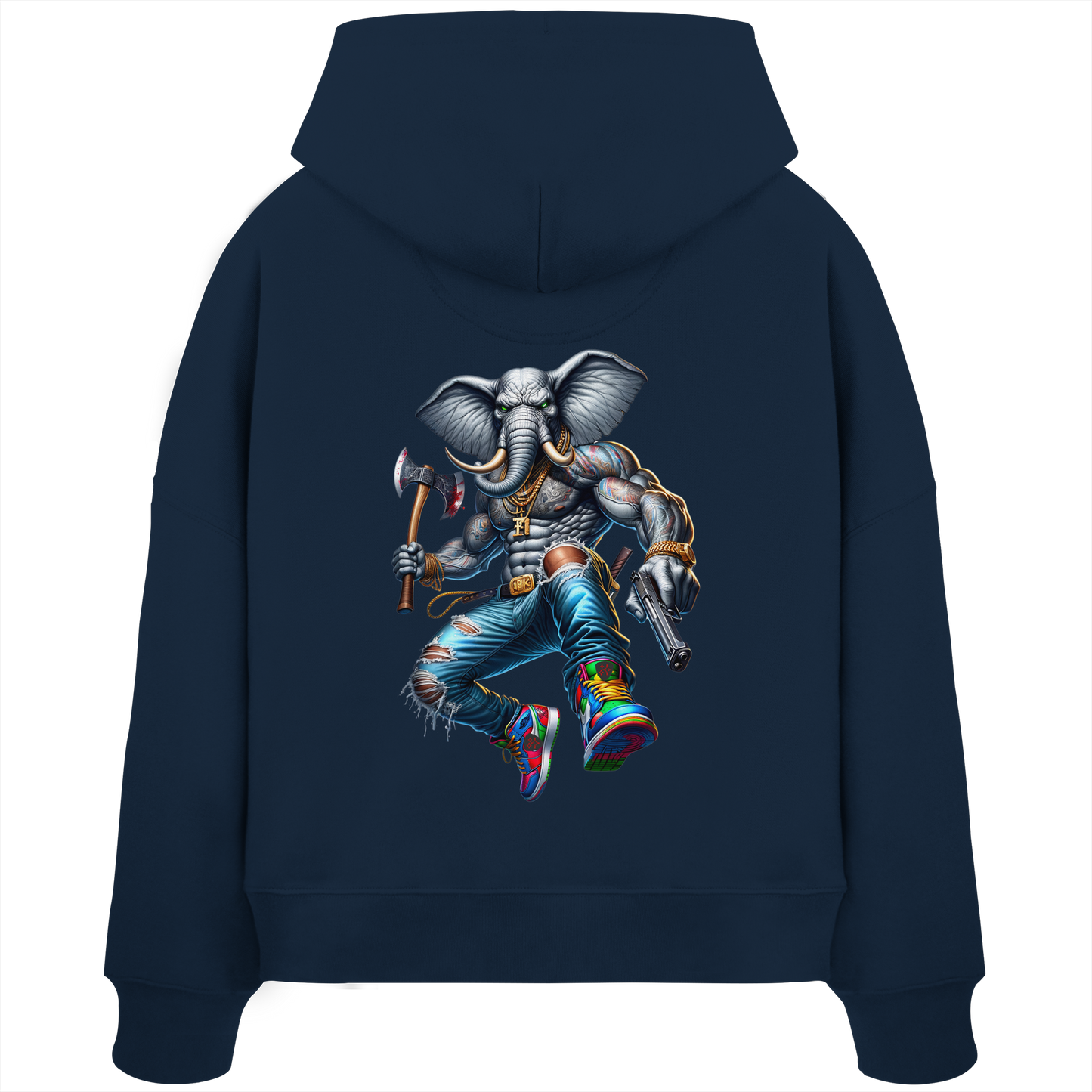 Elephant Warrior - Womens Organic Boxcut Hoodie
