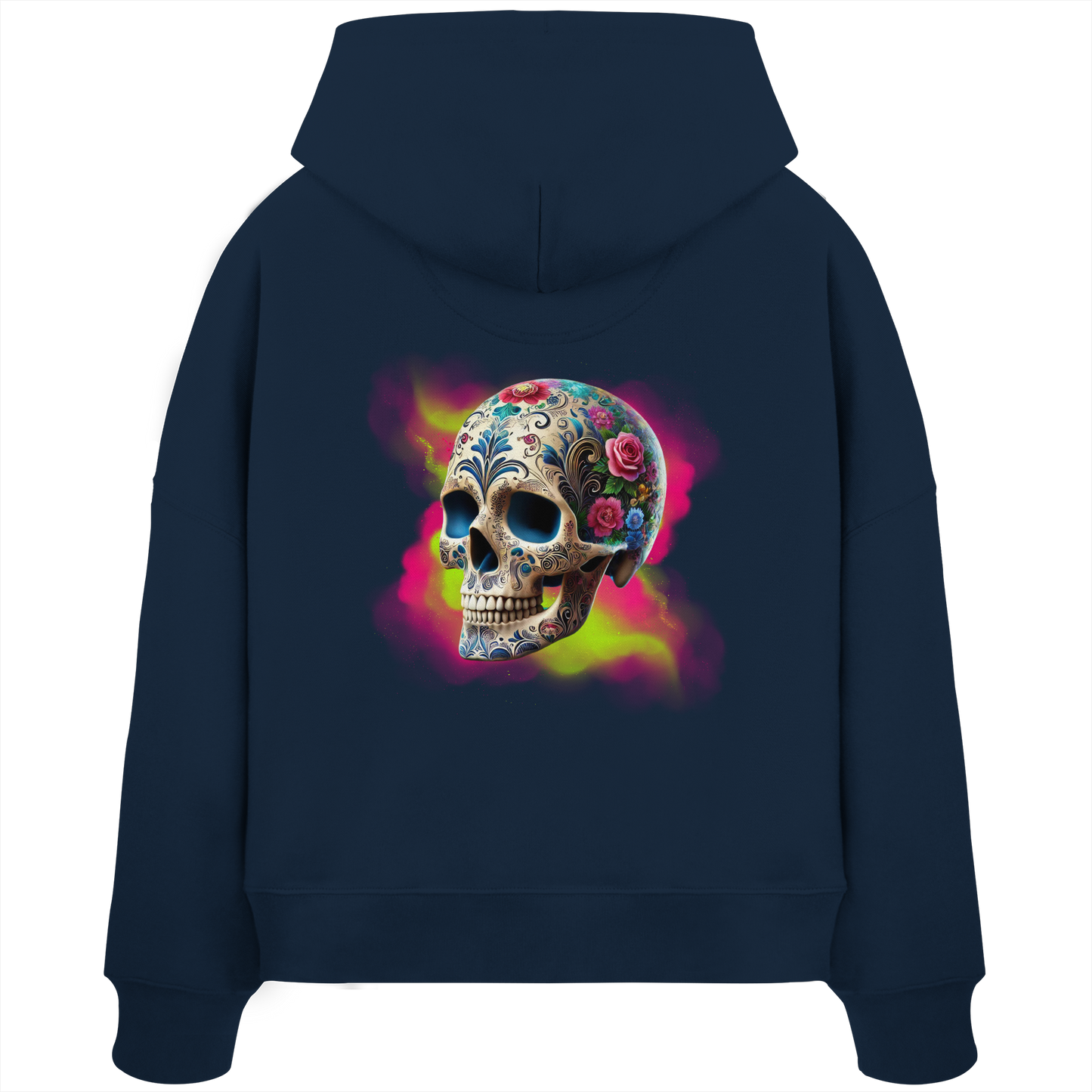 Floral Skull - Womens Organic Boxcut Hoodie