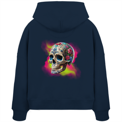 Floral Skull - Womens Organic Boxcut Hoodie