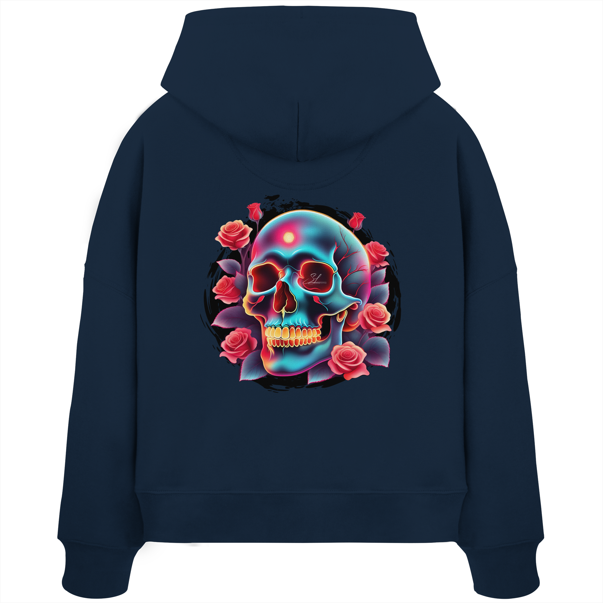 Sweat à capuche bio Boxcut pour femme avec motif tête de mort phosphorescente