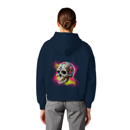 Floral Skull - Womens Organic Boxcut Hoodie