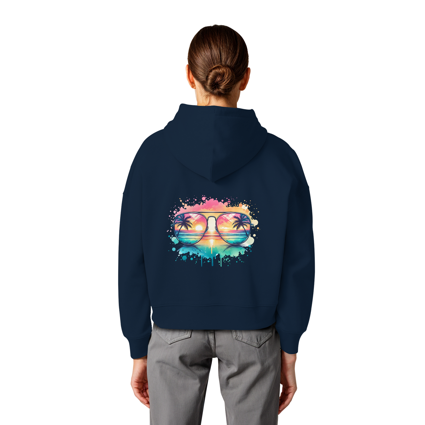 Tropical Sunset Glasses - Womens Organic Boxcut Hoodie