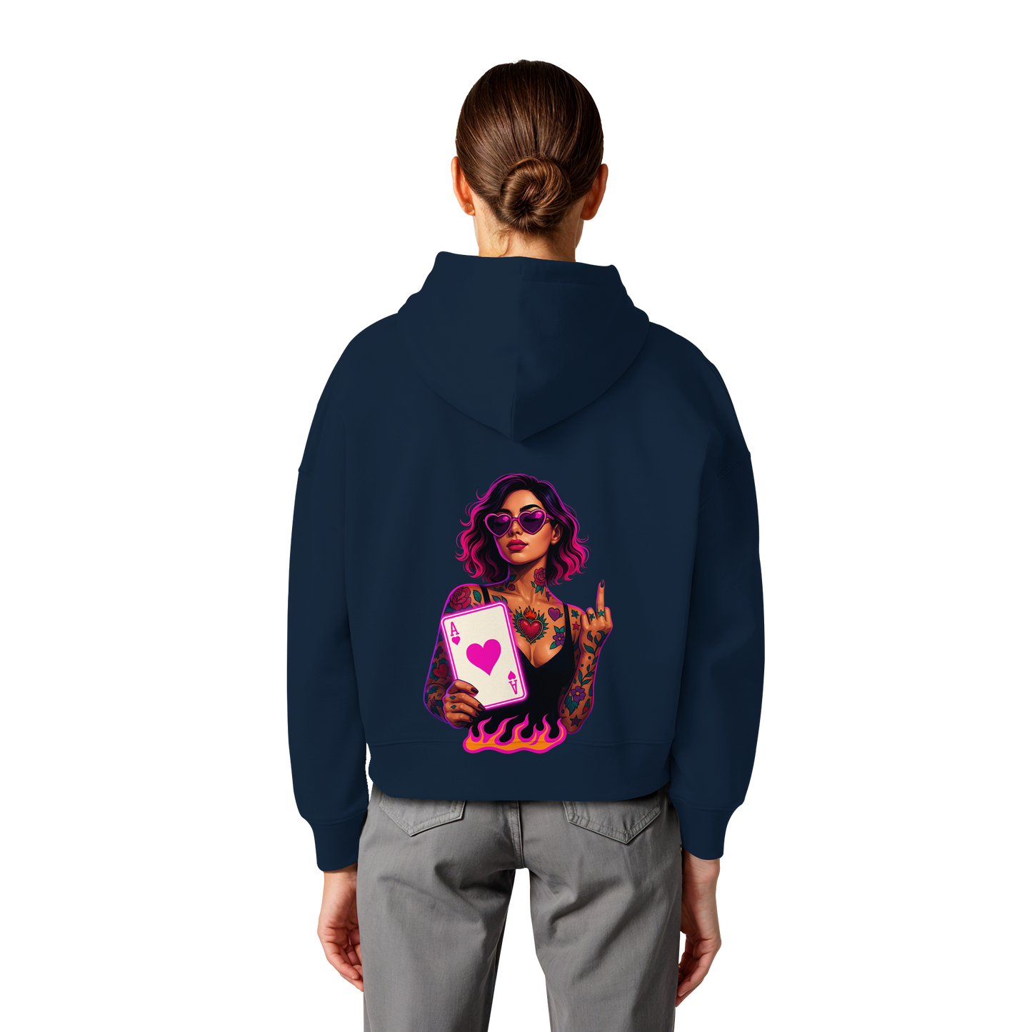 Queen of Hearts - Womens Organic Boxcut Hoodie