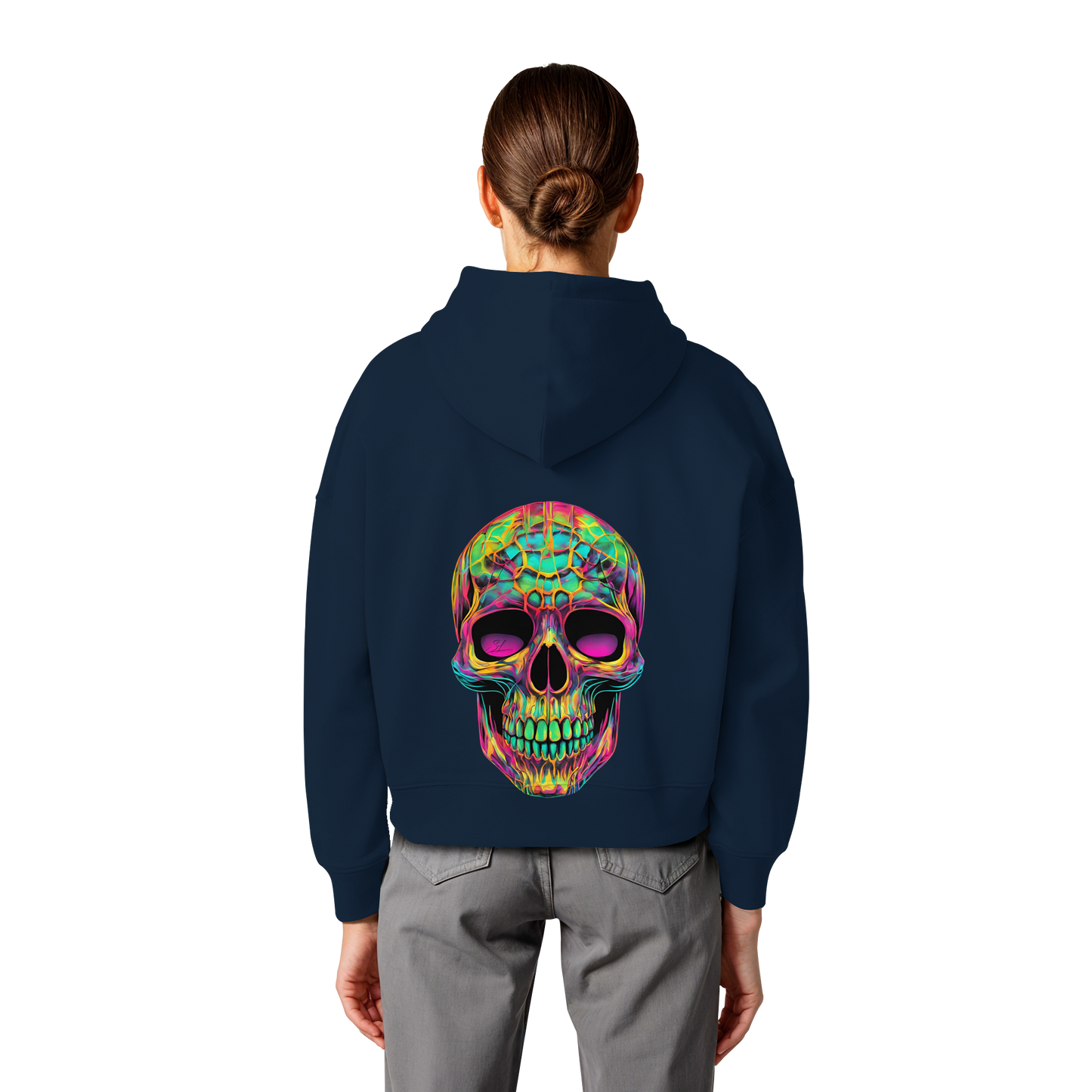 Psychedelic Skull - Womens Organic Boxcut Hoodie