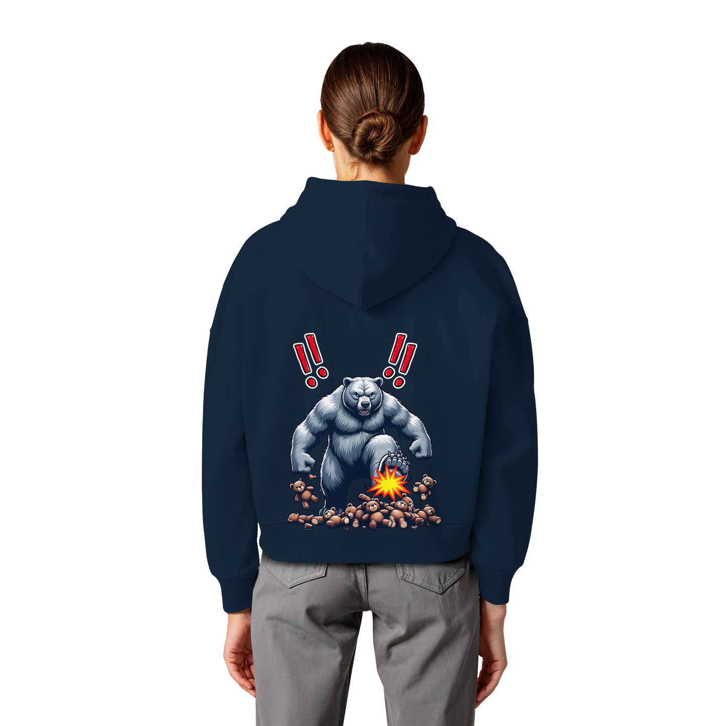 Teddy Terror - Womens Organic Boxcut Hoodie