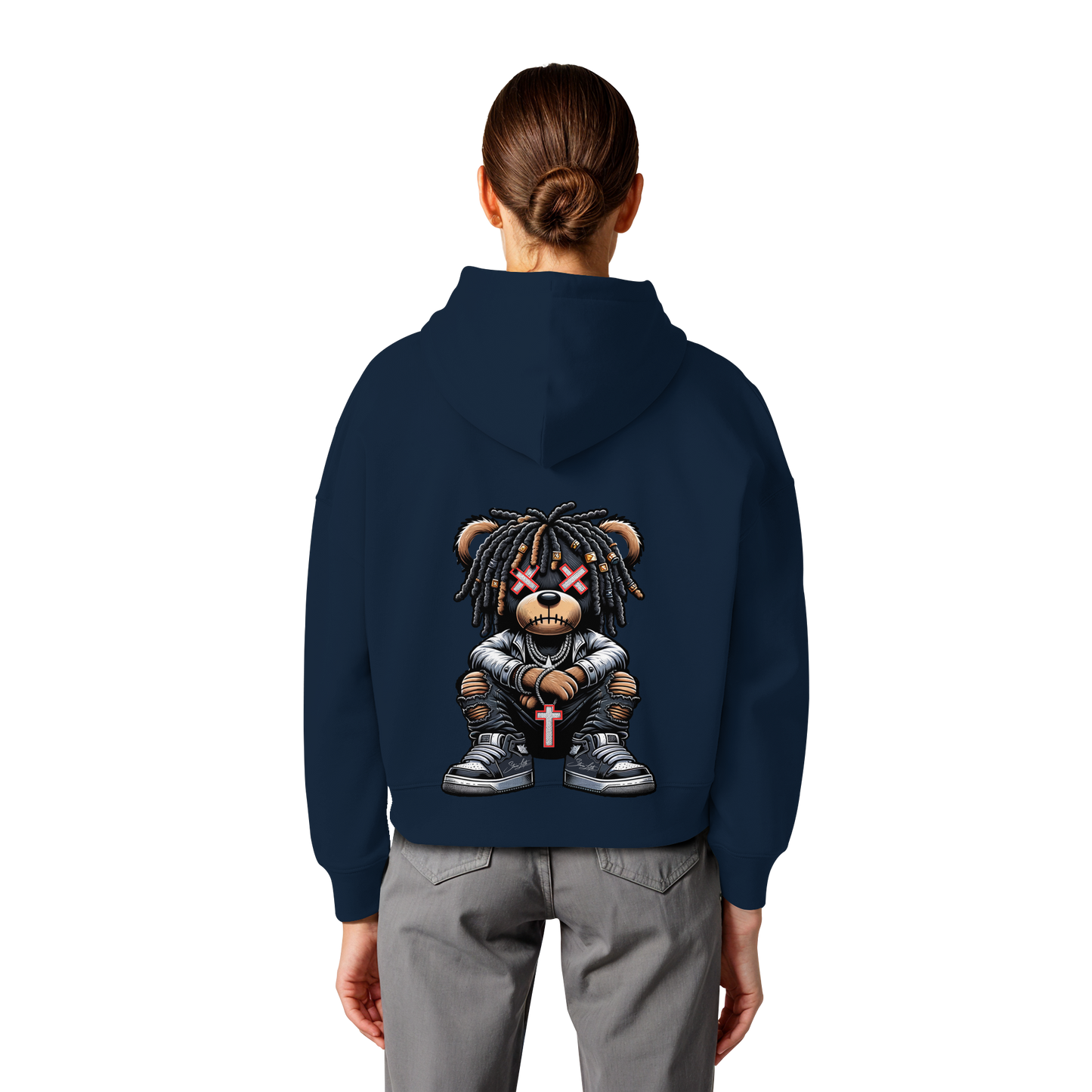 Bad Ass Teddy - Womens Organic Boxcut Hoodie