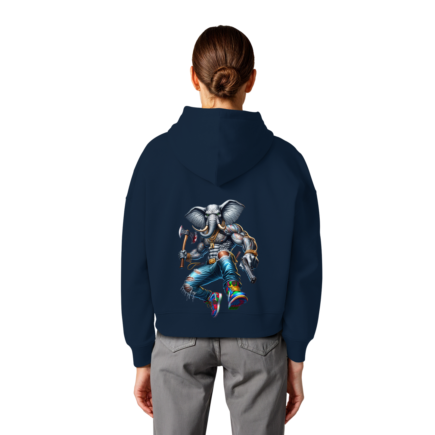 Elephant Warrior - Womens Organic Boxcut Hoodie