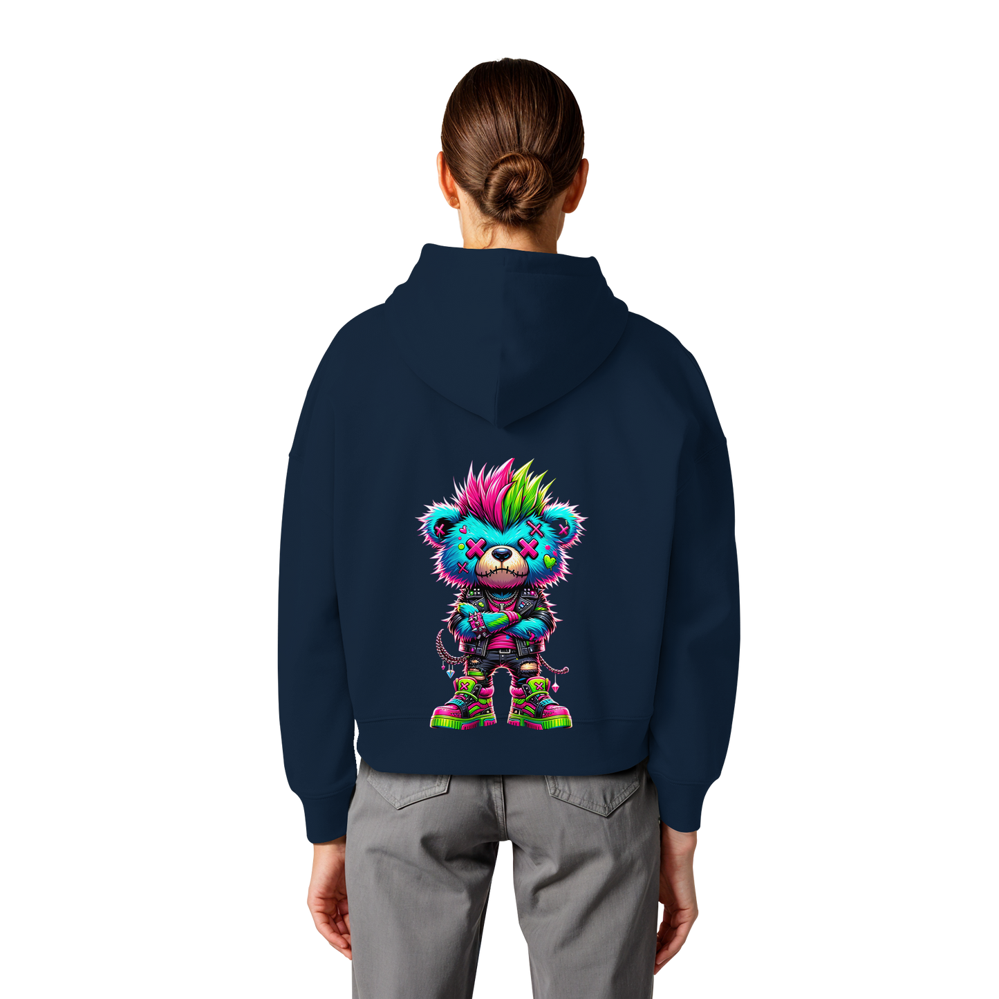 Punk Neon Teddy - Womens Organic Boxcut Hoodie
