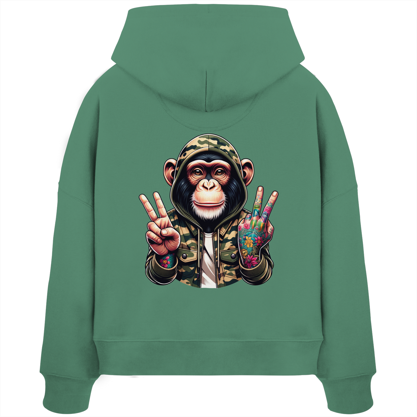 Jungle Ink Monkey - Womens Organic Boxcut Hoodie