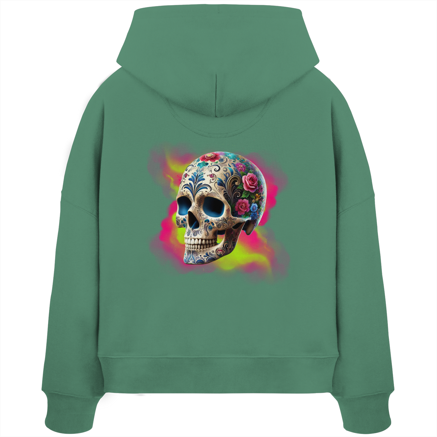 Floral Skull - Womens Organic Boxcut Hoodie