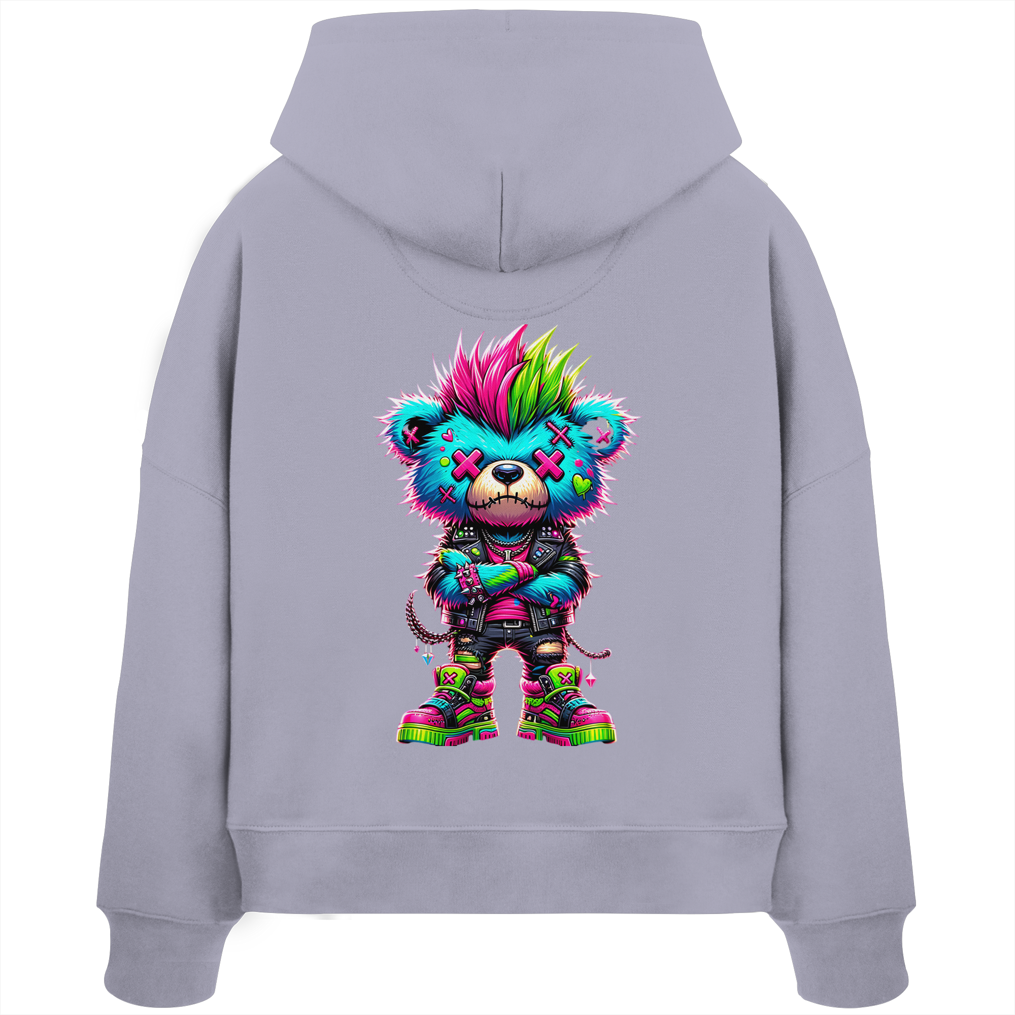 Punk Neon Teddy - Womens Organic Boxcut Hoodie