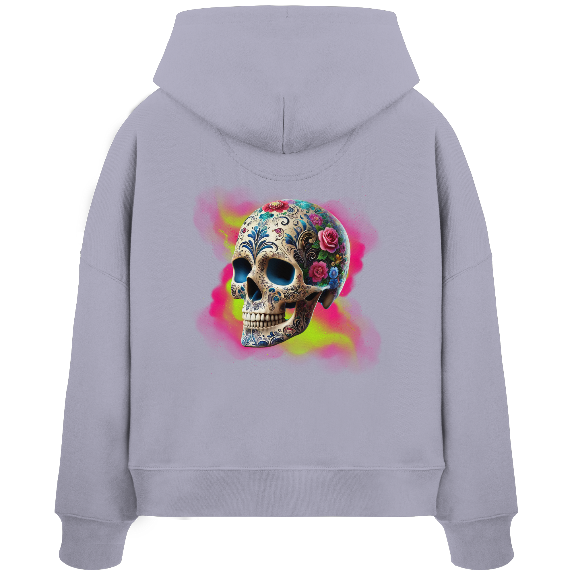 Sweat à capuche bio Boxcut pour femme avec motif tête de mort florale
