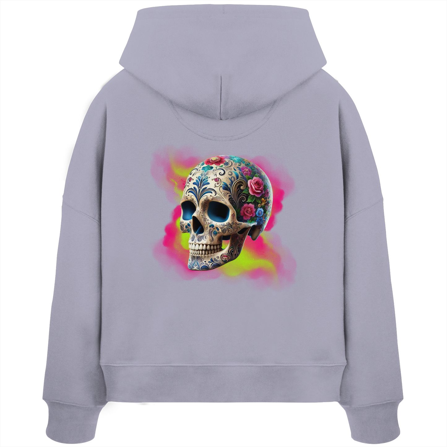 Floral Skull - Womens Organic Boxcut Hoodie