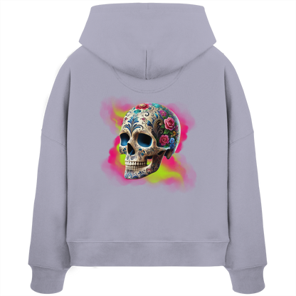 Floral Skull - Womens Organic Boxcut Hoodie
