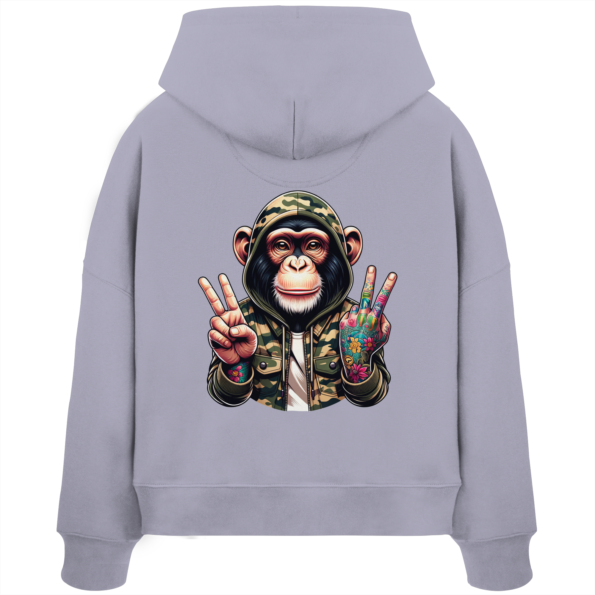 Jungle Ink Monkey - Womens Organic Boxcut Hoodie