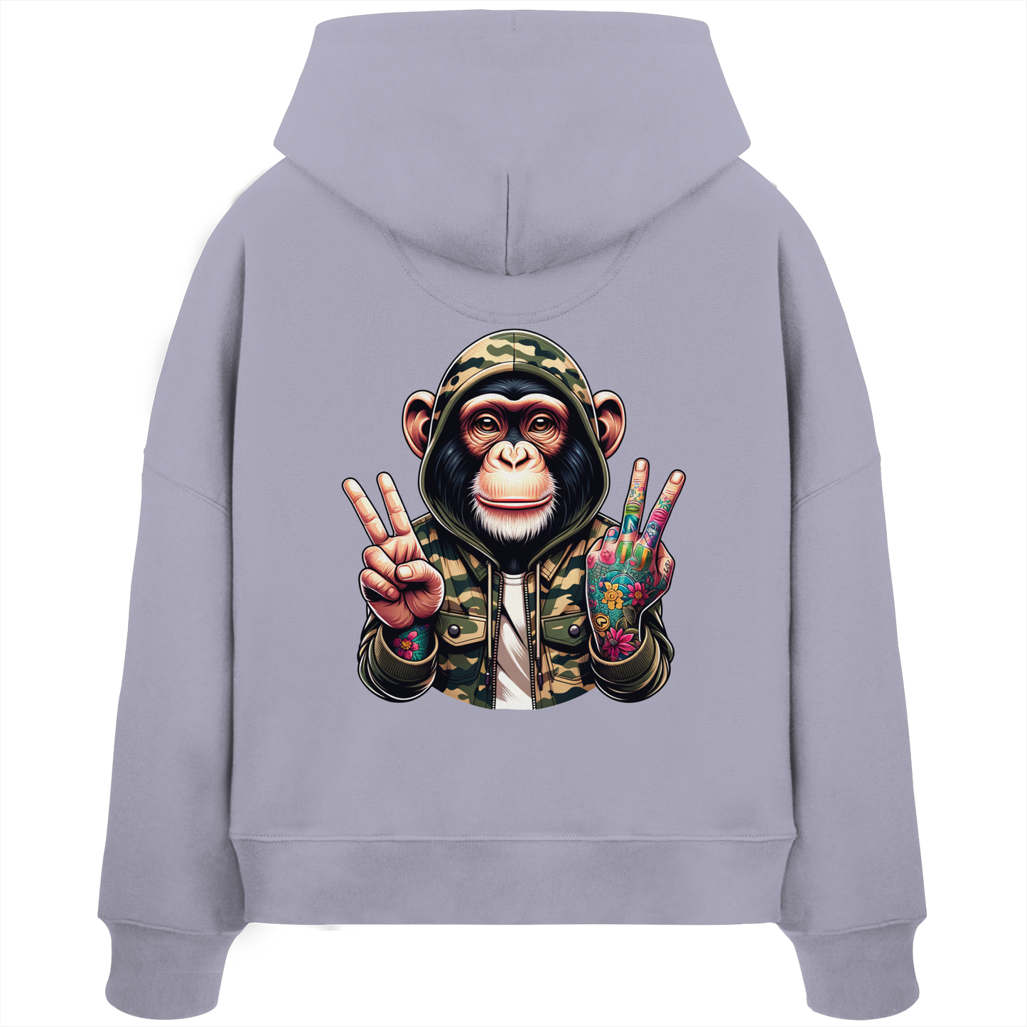 Jungle Ink Monkey - Womens Organic Boxcut Hoodie