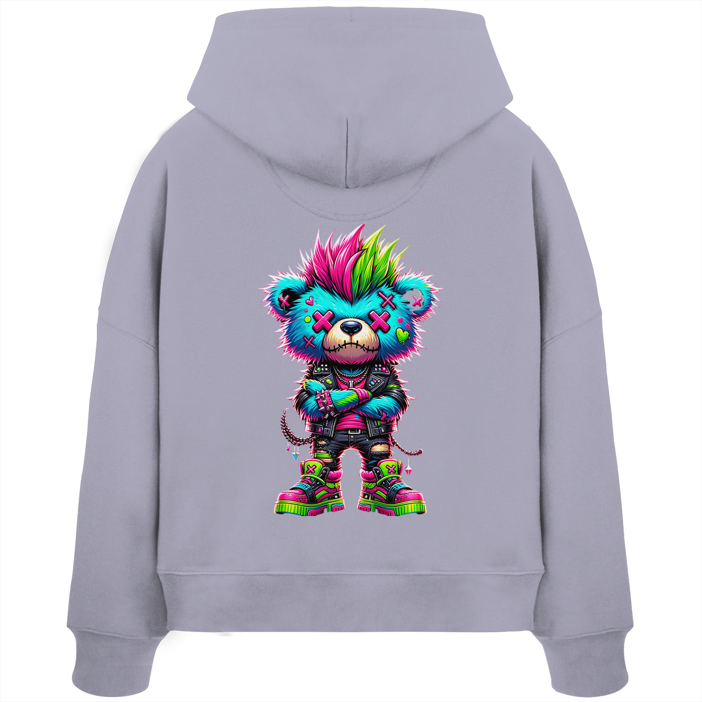 Punk Neon Teddy - Womens Organic Boxcut Hoodie