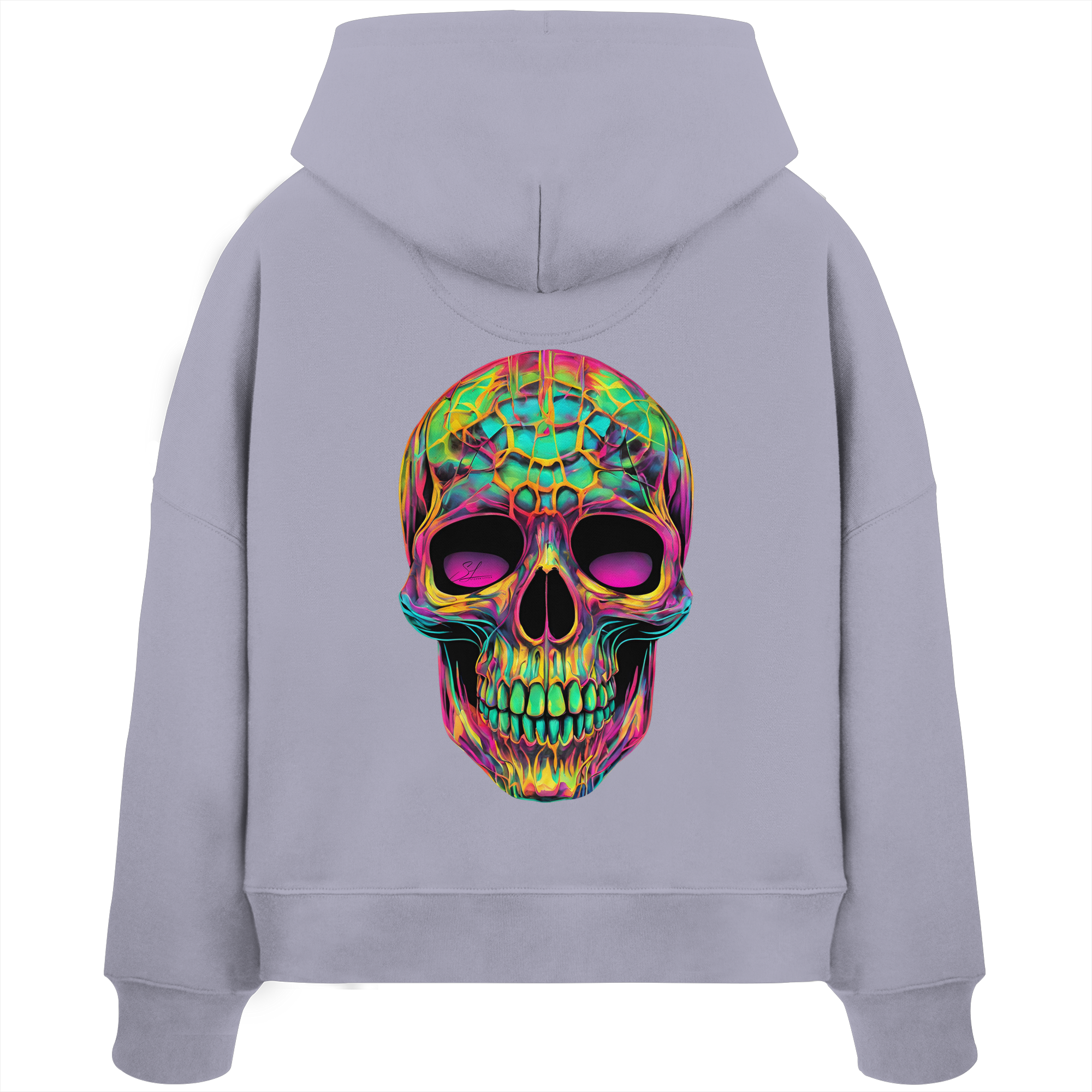 Psychedelic Skull - Womens Organic Boxcut Hoodie