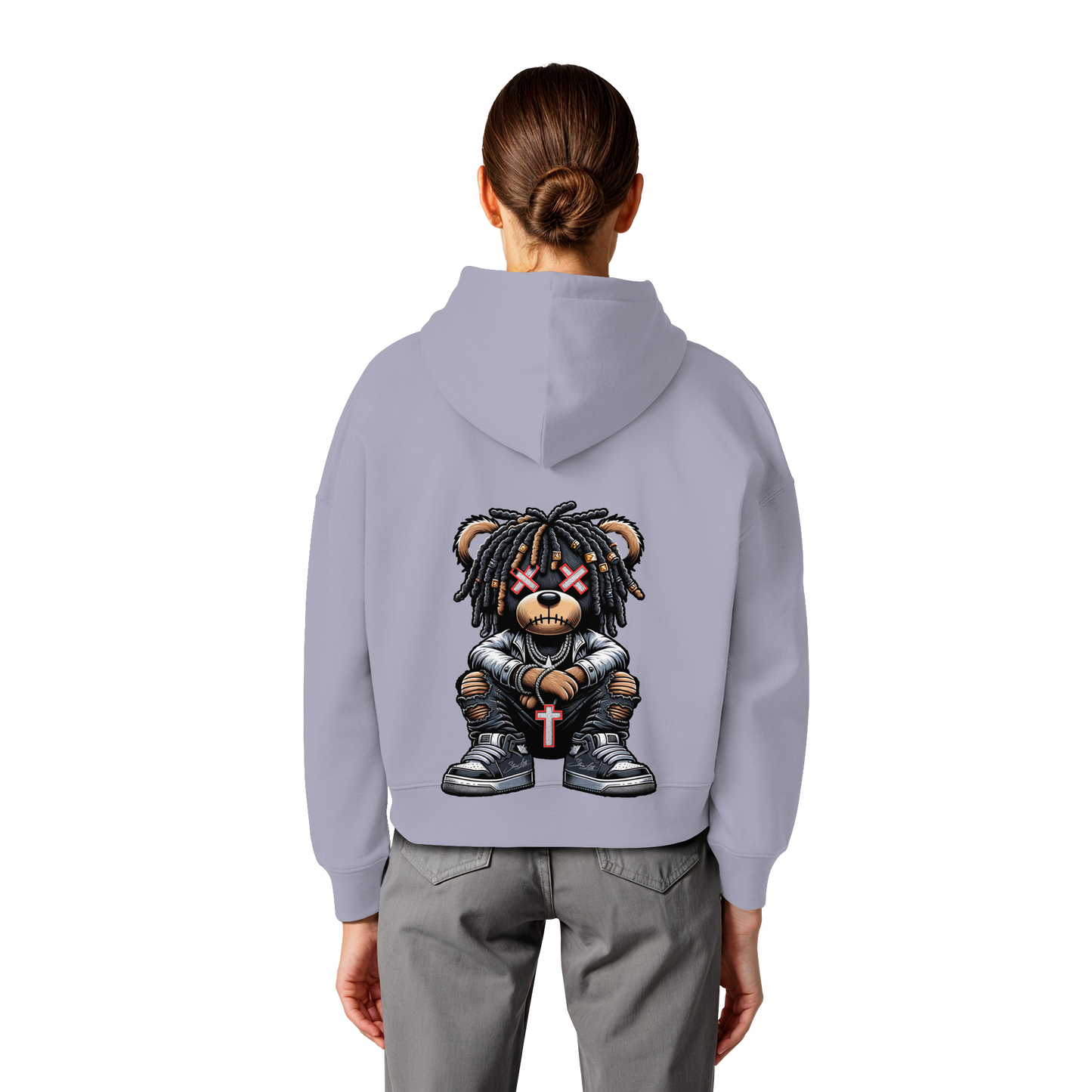Bad Ass Teddy - Womens Organic Boxcut Hoodie
