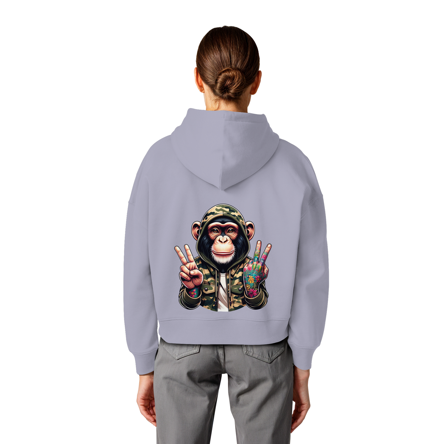 Jungle Ink Monkey - Womens Organic Boxcut Hoodie