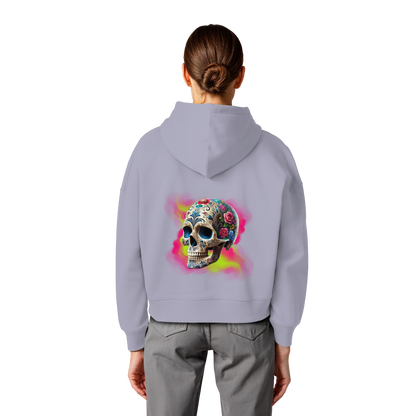 Floral Skull - Womens Organic Boxcut Hoodie