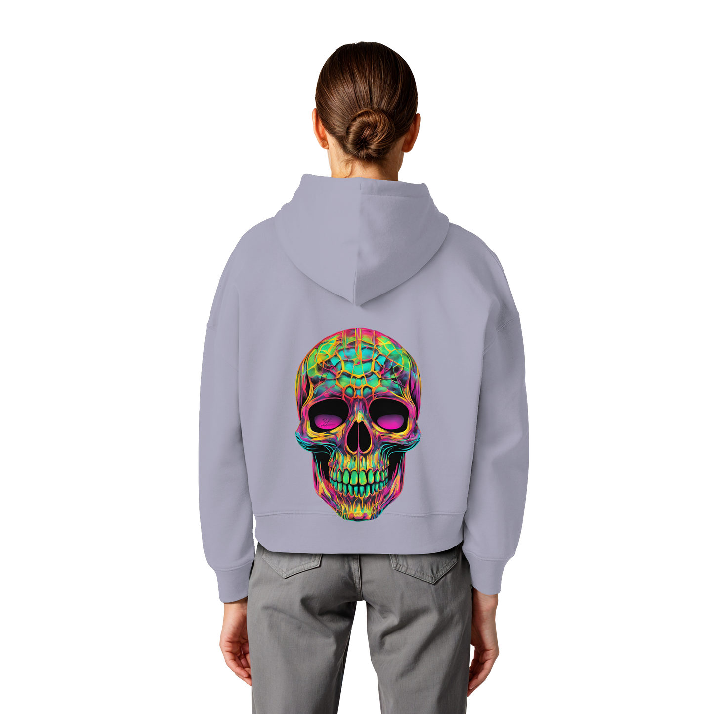 Psychedelic Skull - Womens Organic Boxcut Hoodie