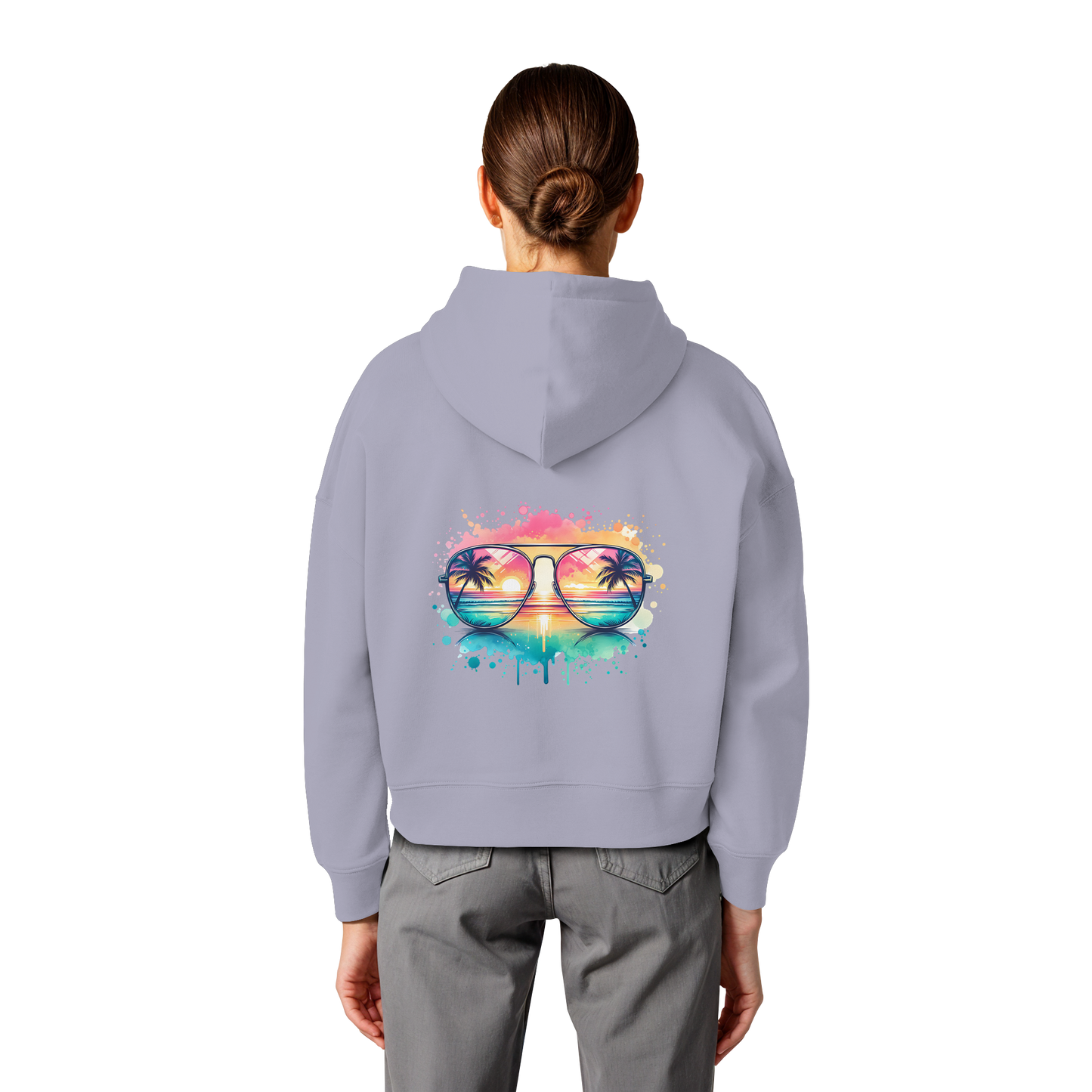 Tropical Sunset Glasses - Womens Organic Boxcut Hoodie
