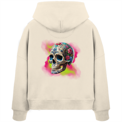 Floral Skull - Womens Organic Boxcut Hoodie
