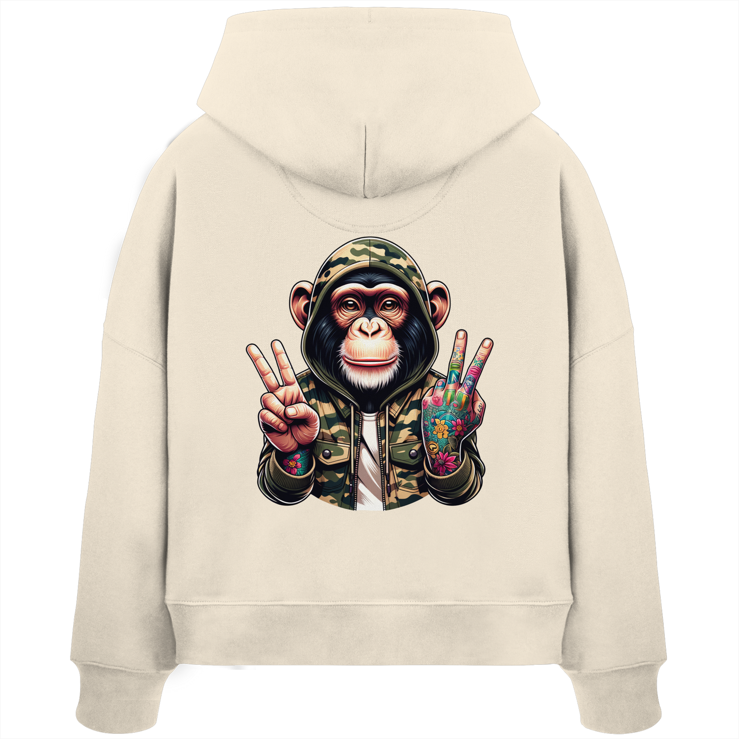 Jungle Ink Monkey - Womens Organic Boxcut Hoodie
