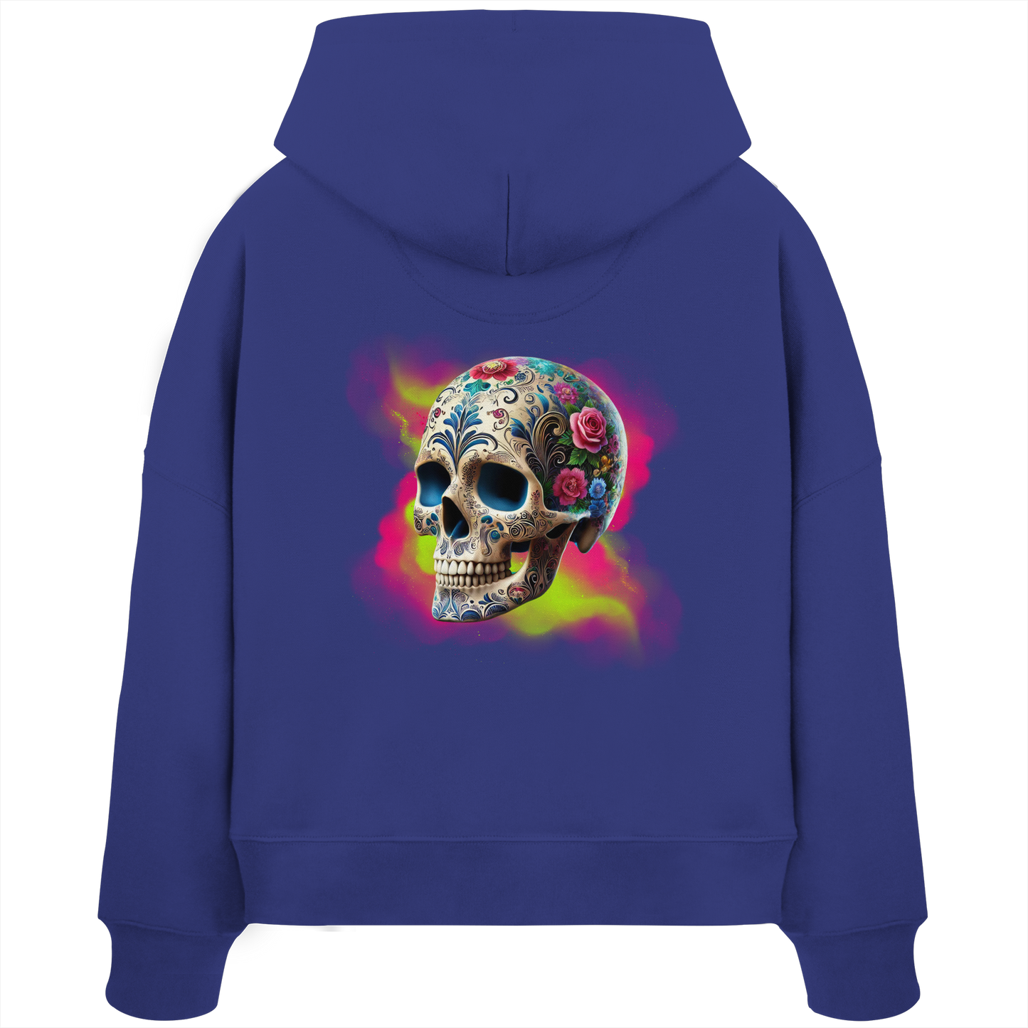 Floral Skull - Womens Organic Boxcut Hoodie