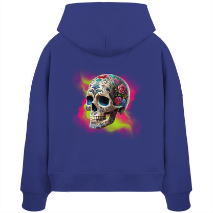 Floral Skull - Womens Organic Boxcut Hoodie