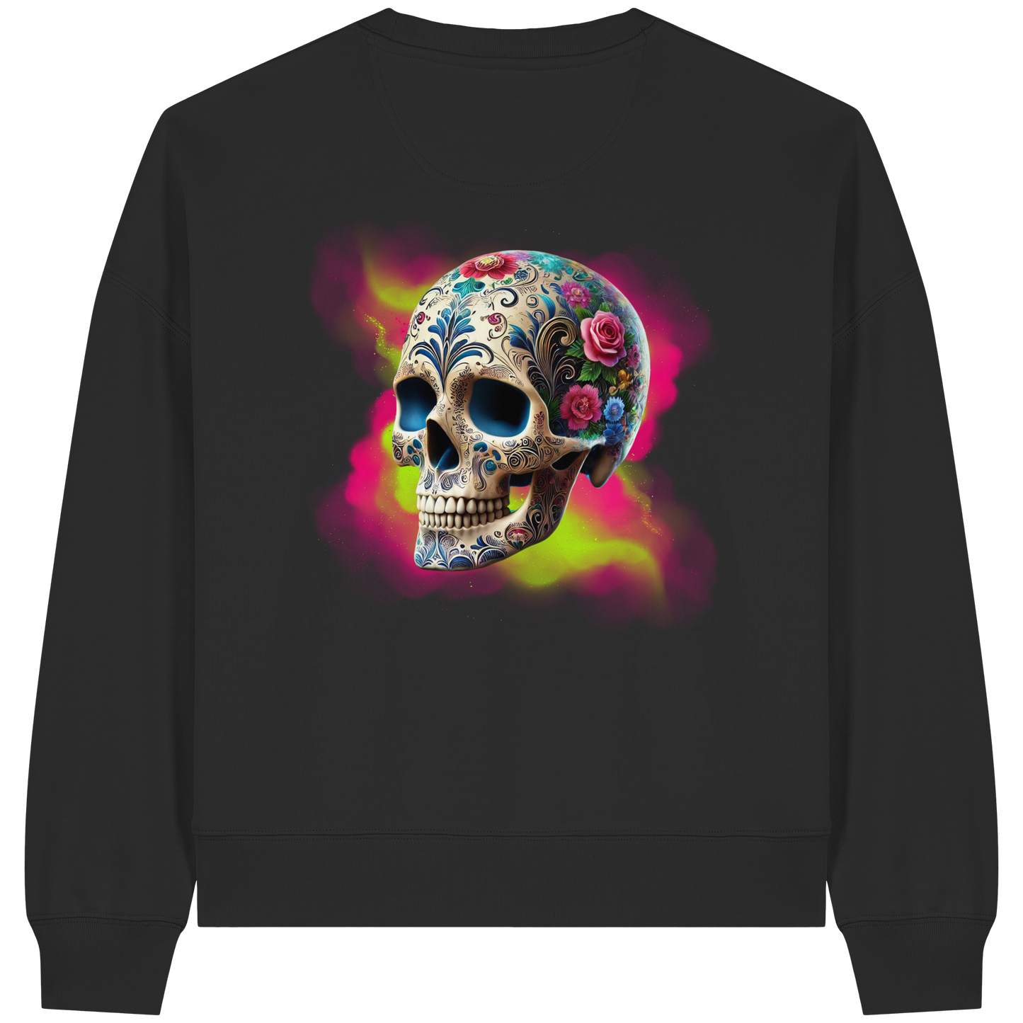 Floral Skull - Womens Organic Boxcut Sweatshirt