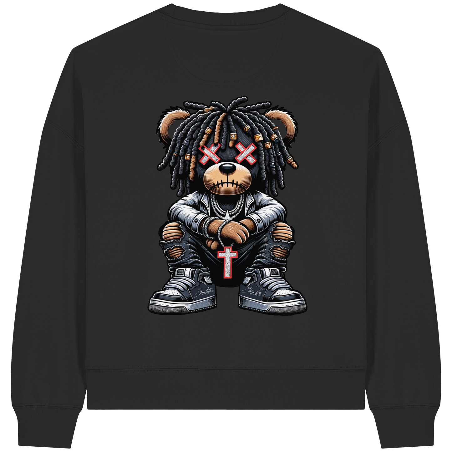 Bad Ass Teddy - Womens Organic Boxcut Sweatshirt
