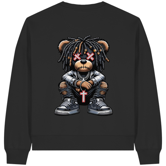 Bad Ass Teddy - Womens Organic Boxcut Sweatshirt