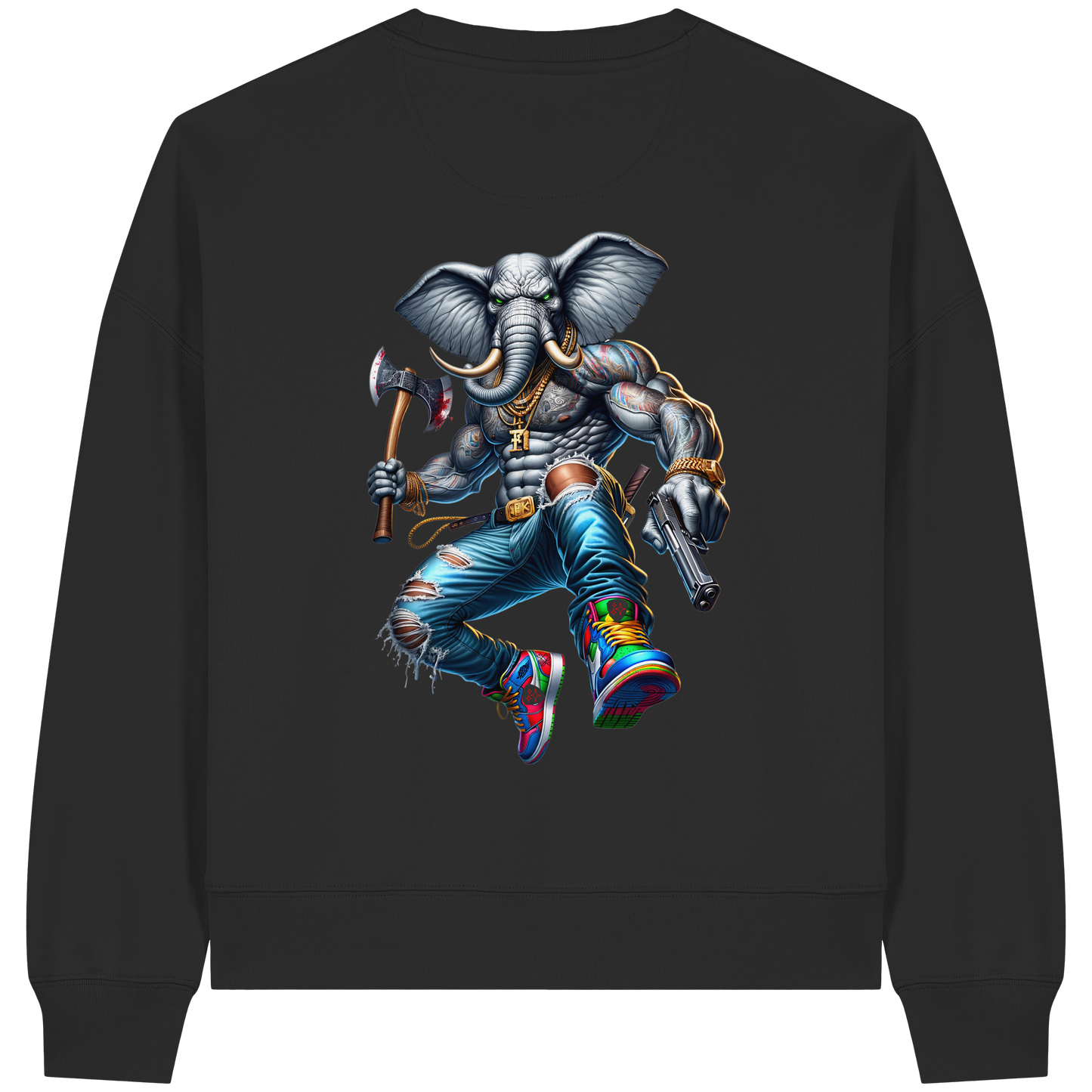 Street King Elefant - Womens Organic Boxcut Sweatshirt