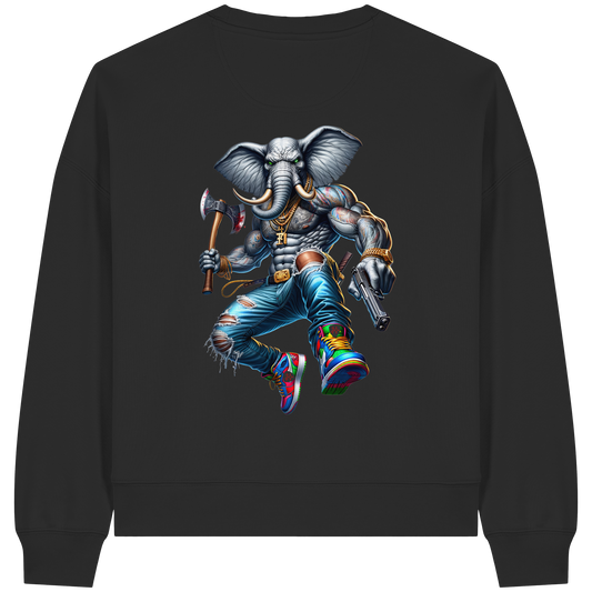 Street King Elefant - Womens Organic Boxcut Sweatshirt