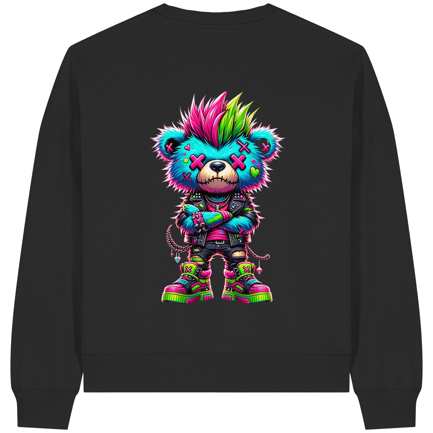 Punk Neon Teddy - Sweat-shirt bio Boxcut pour femme