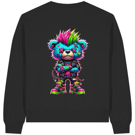 Punk Neon Teddy - Womens Organic Boxcut Sweatshirt