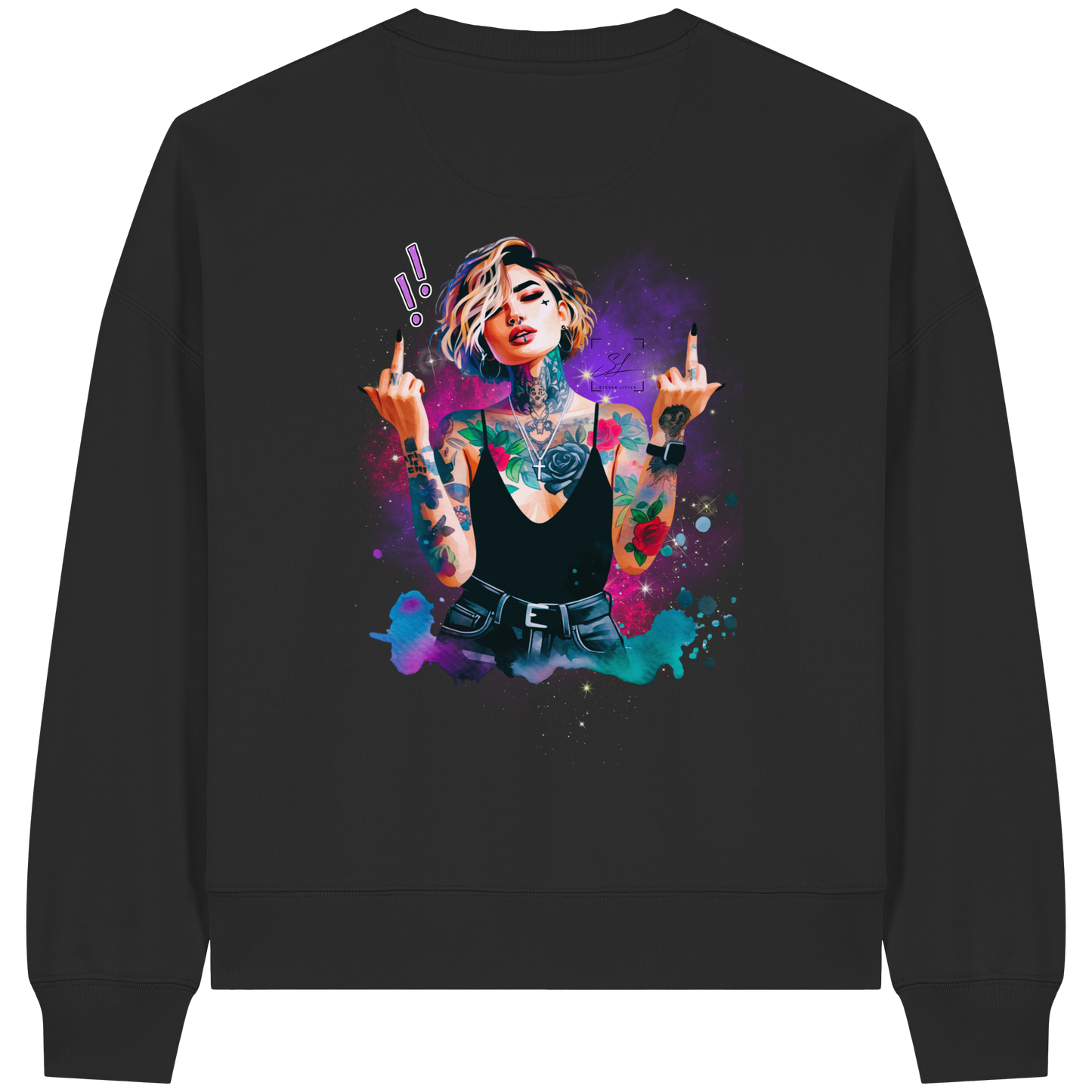 Rebel Rose - Sweat-shirt Boxcut bio pour femme