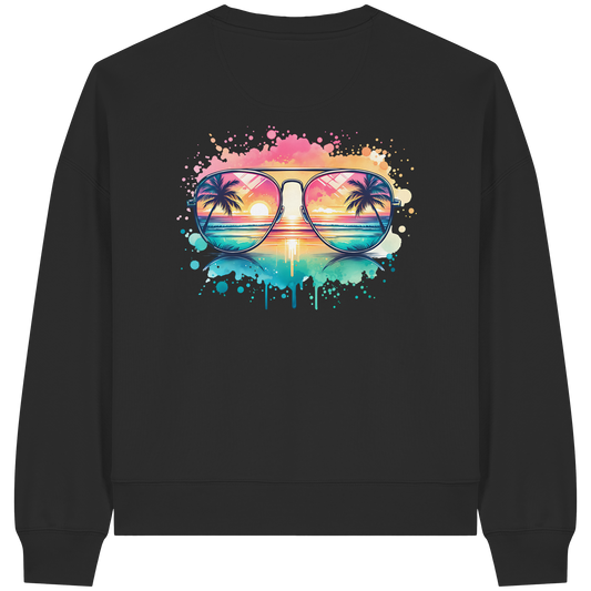 Tropical Sunset Glasses - Womens Organic Boxcut Sweatshirt