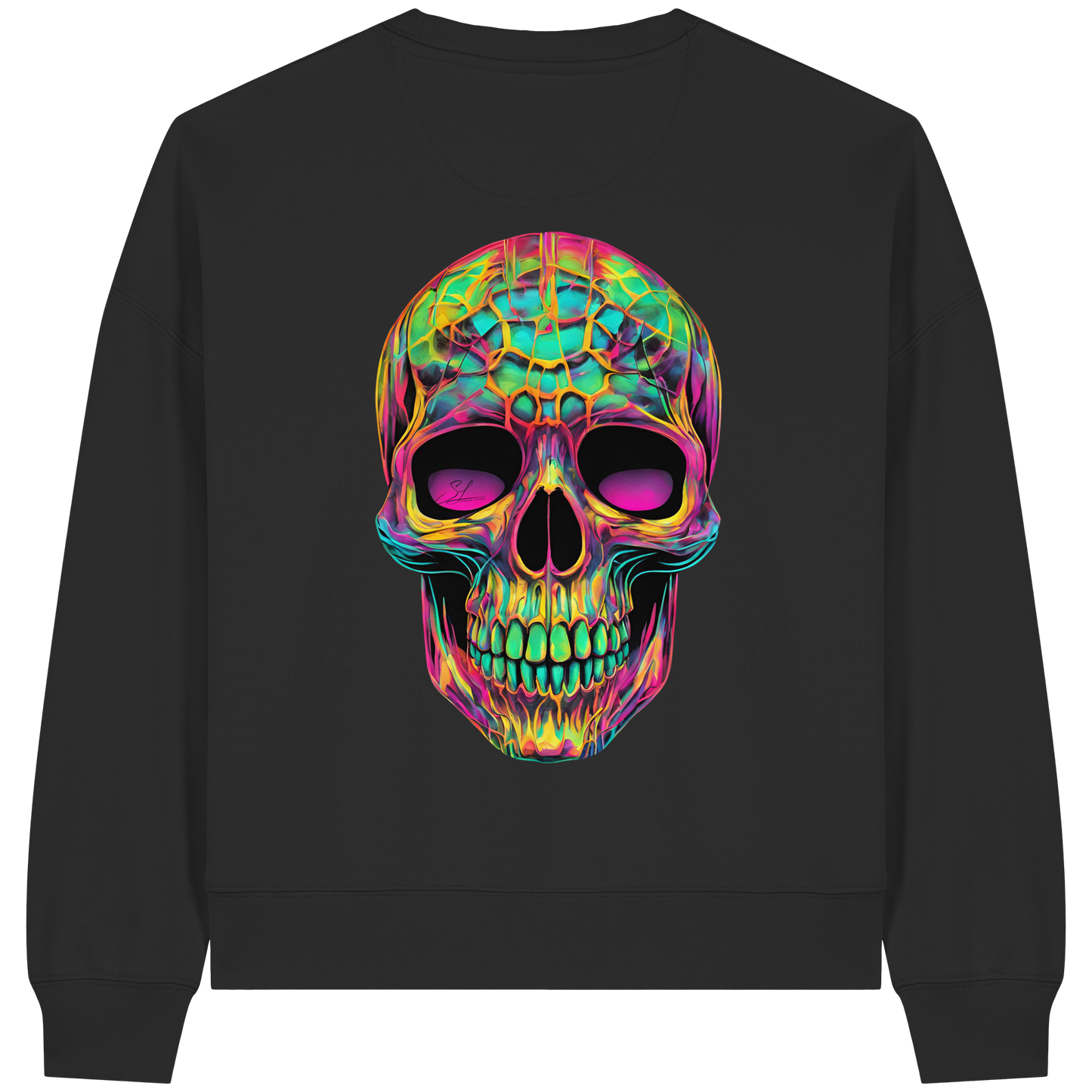 Psychedelic Skull - Womens Organic Boxcut Sweatshirt