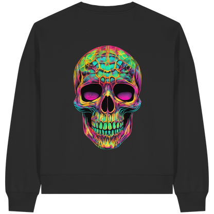 Psychedelic Skull - Womens Organic Boxcut Sweatshirt