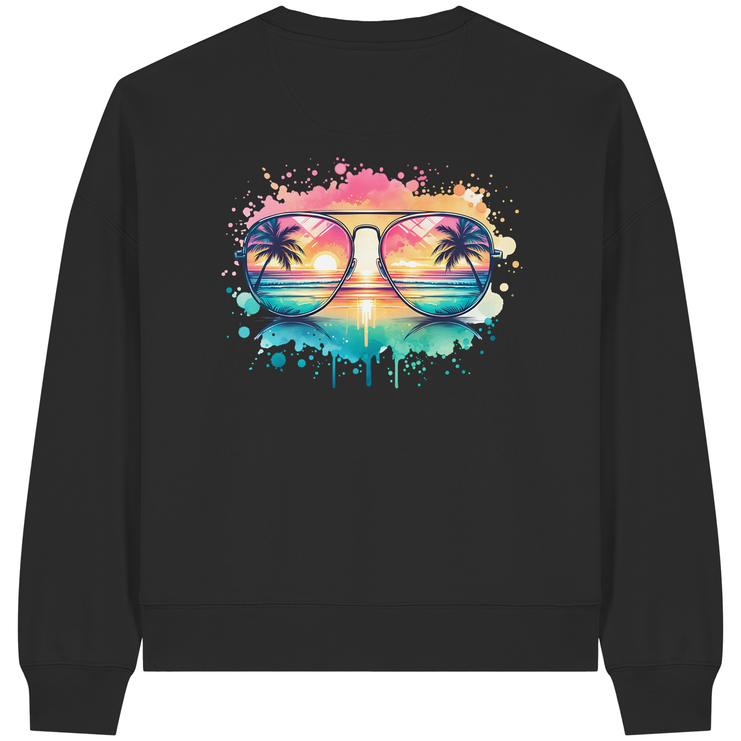 Tropical Sunset Glasses - Womens Organic Boxcut Sweatshirt