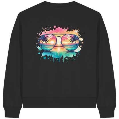 Tropical Sunset Glasses - Womens Organic Boxcut Sweatshirt